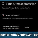 How to fix windows defender reporting behavior win32 hive zy repeatedly