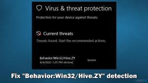 How to fix windows defender reporting behavior win32 hive zy repeatedly