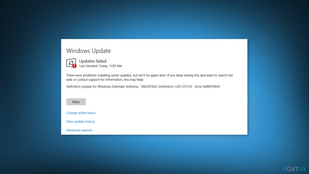 How to fix Windows Defender Update Error Code 0x80070643