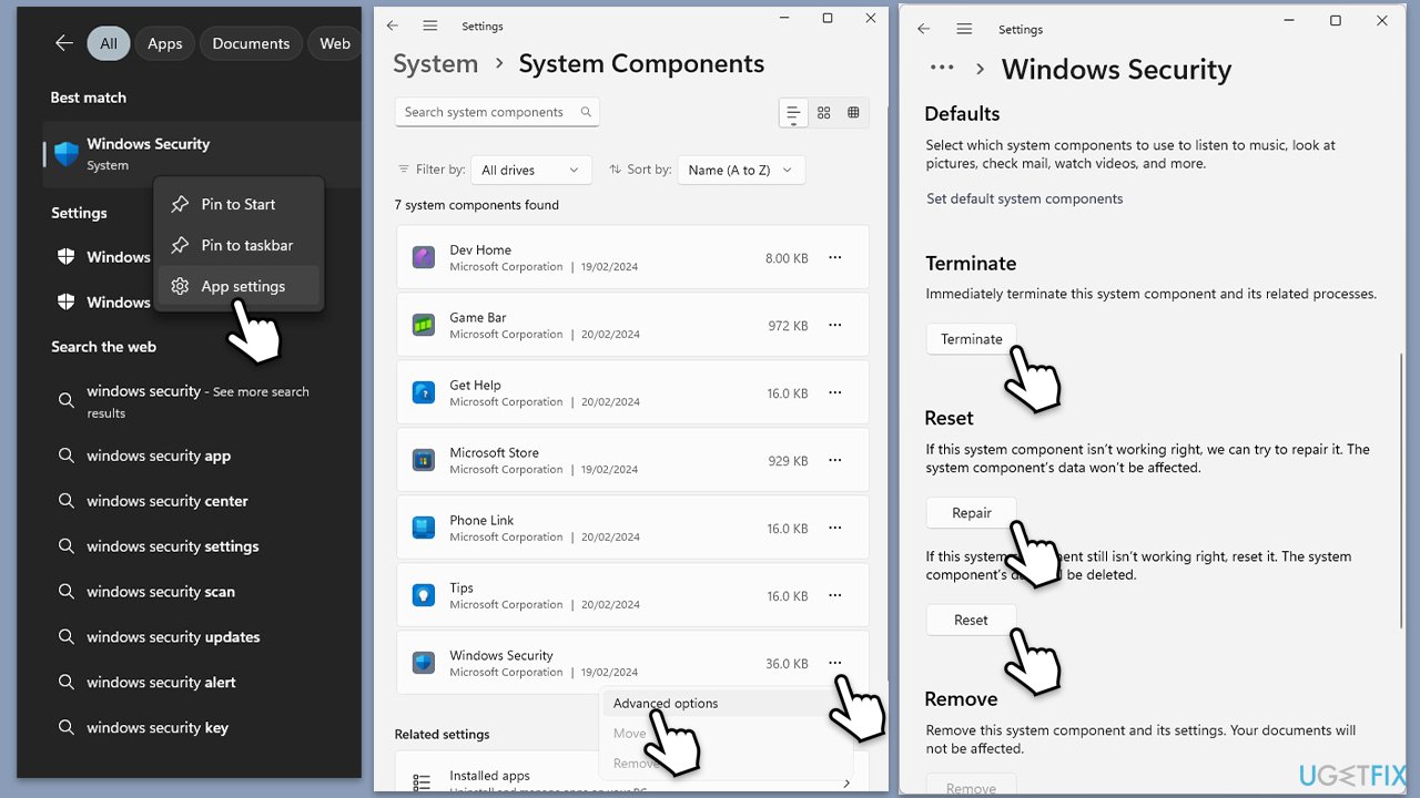 How to fix windows security blank screen in windows 11 repair reset windows security