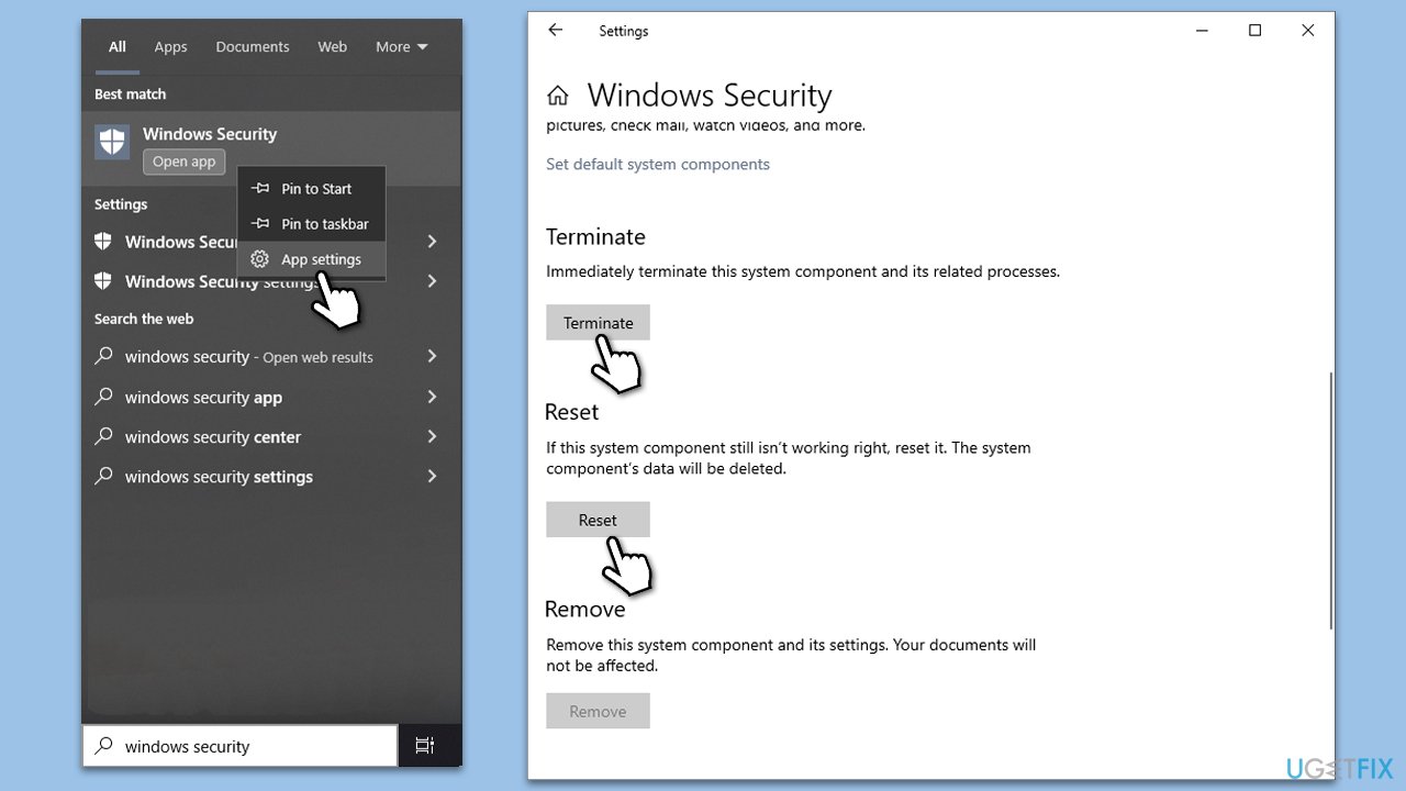 Reset Windows Security