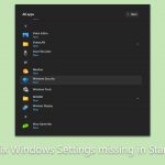 How to fix windows settings missing in start menu