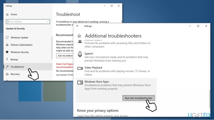 Run Windows Apps troubleshooter