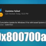 How to fix windows update error 0x800700a1