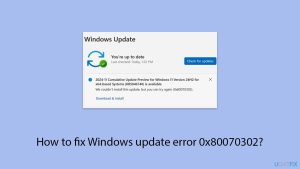 How to fix windows update error 0x80070302 copy