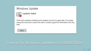 How to fix windows update error 0x800706ba