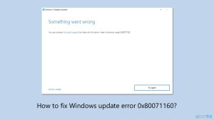 How to fix windows update error 0x80071160