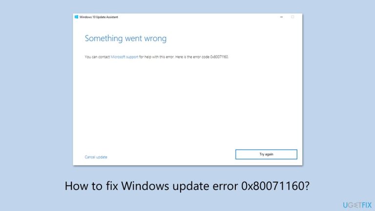 How to fix Windows update error 0x80071160?
