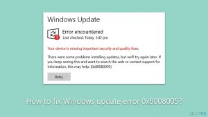 How to fix windows update error 0x8008005