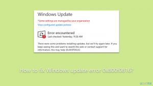 How to fix windows update error 0x800f0816