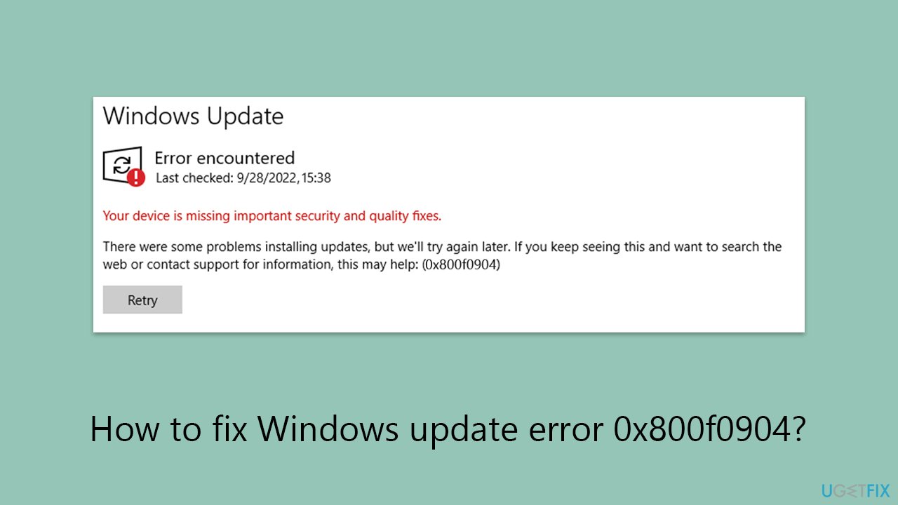 How to fix windows update error 0x800f0904 copy