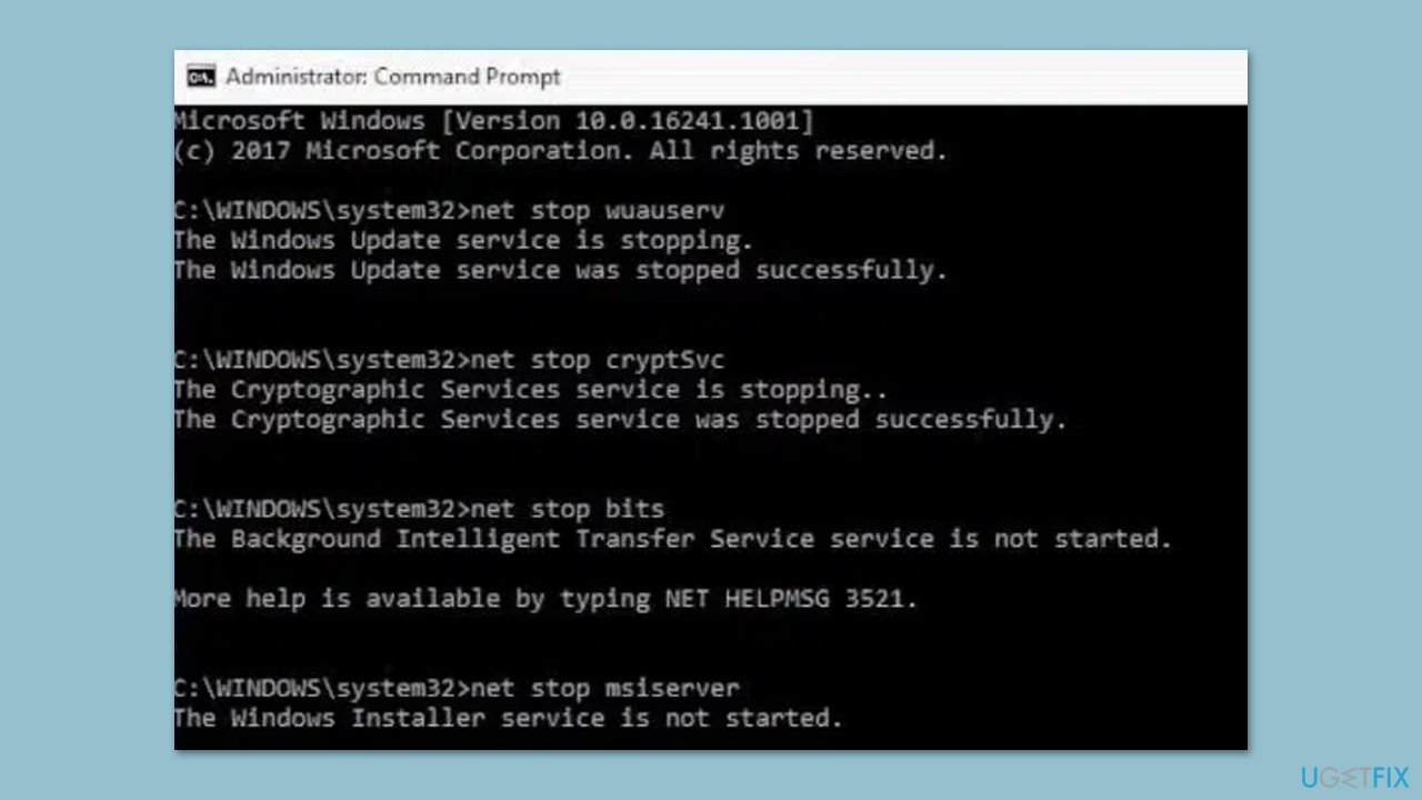 Reset Windows update components 