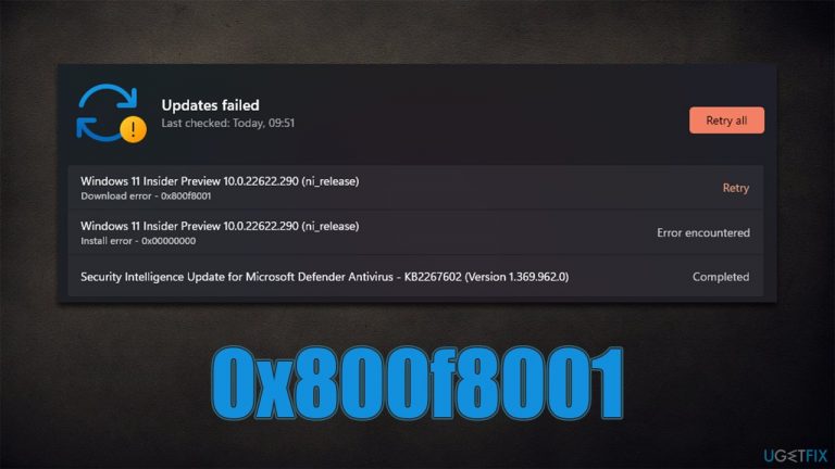 How to fix Windows update error 0x800f8001?