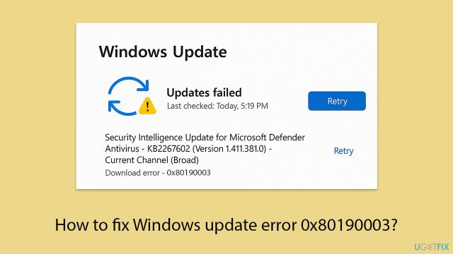 How to fix windows update error 0x80190003 copy