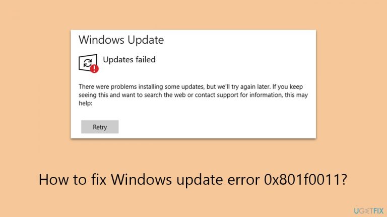 How to fix Windows update error 0x801f0011?