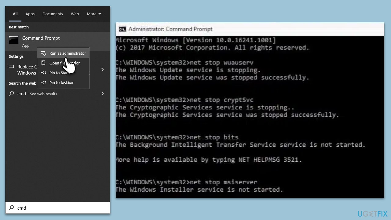Reset Windows update components