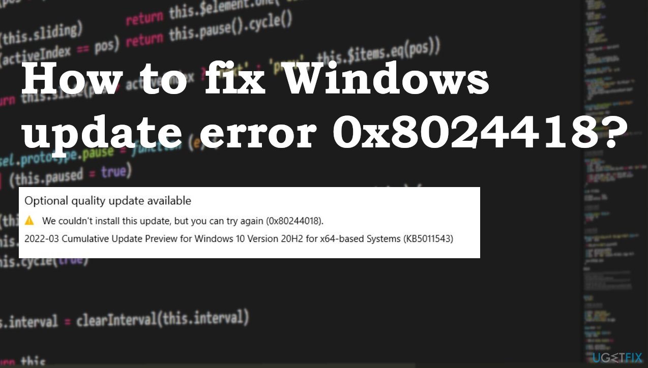 Windows update error 0x8024418 fix