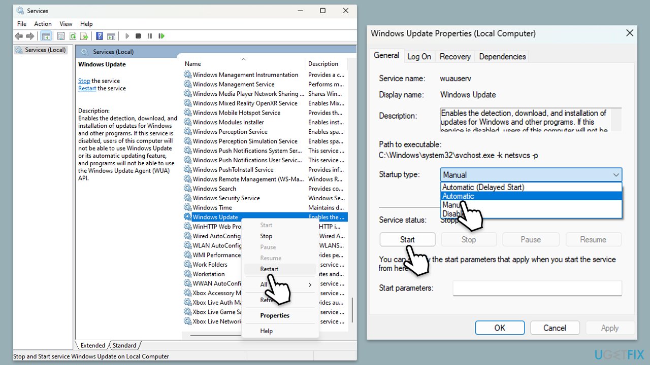 How to fix windows update error 0x8024800a services
