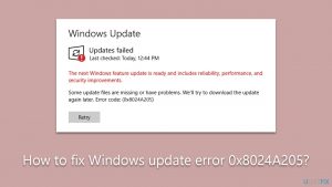 How to fix windows update error 0x8024a205