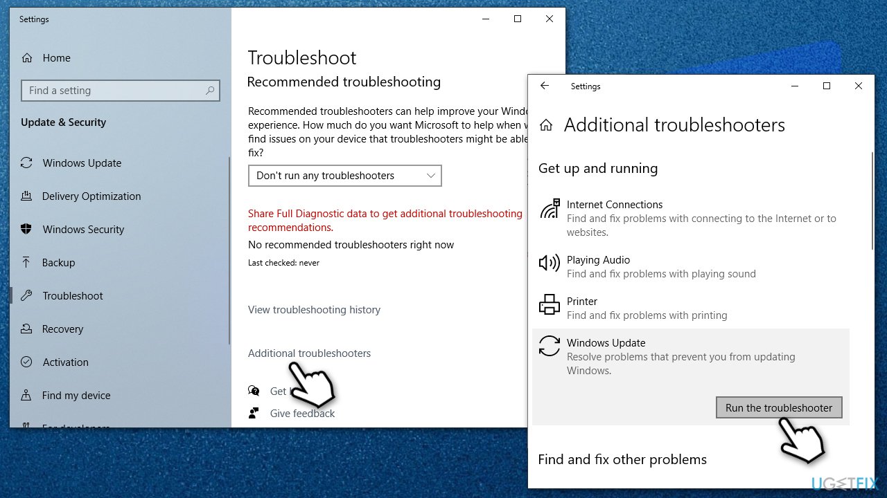 Run Windows update troubleshooter