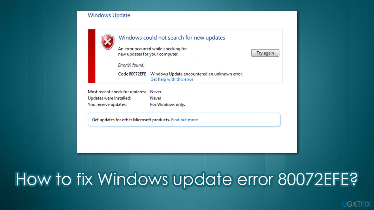 How to fix Windows update error 80072EFE?