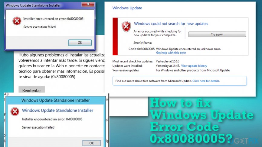 Error Code 0x80080005 on Windows 10