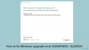 How to fix windows upgrade error 0x800f0830 0x20003 copy