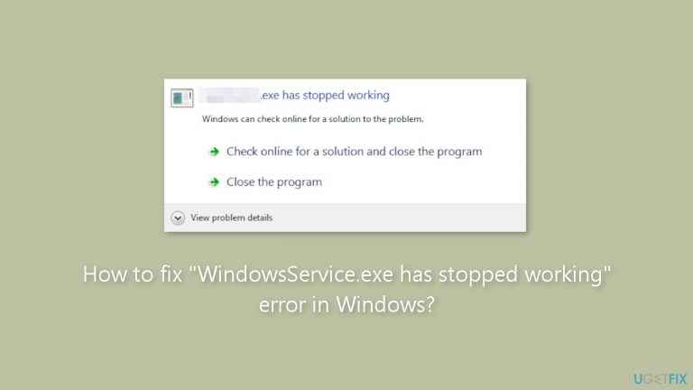 How to fix “WindowsService.exe has stopped working” error in Windows?