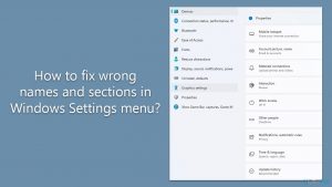 How to fix wrong names and sections in windows settings menu