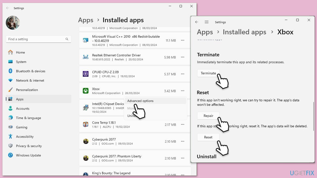 How to fix xbox app is stuck at launching xbox app in windows repair reset xbox app