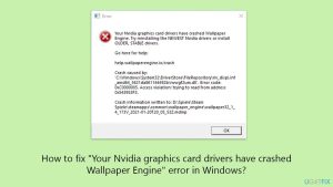 How to fix your nvidia graphics card drivers have crashed wallpaper engine error in windows copy