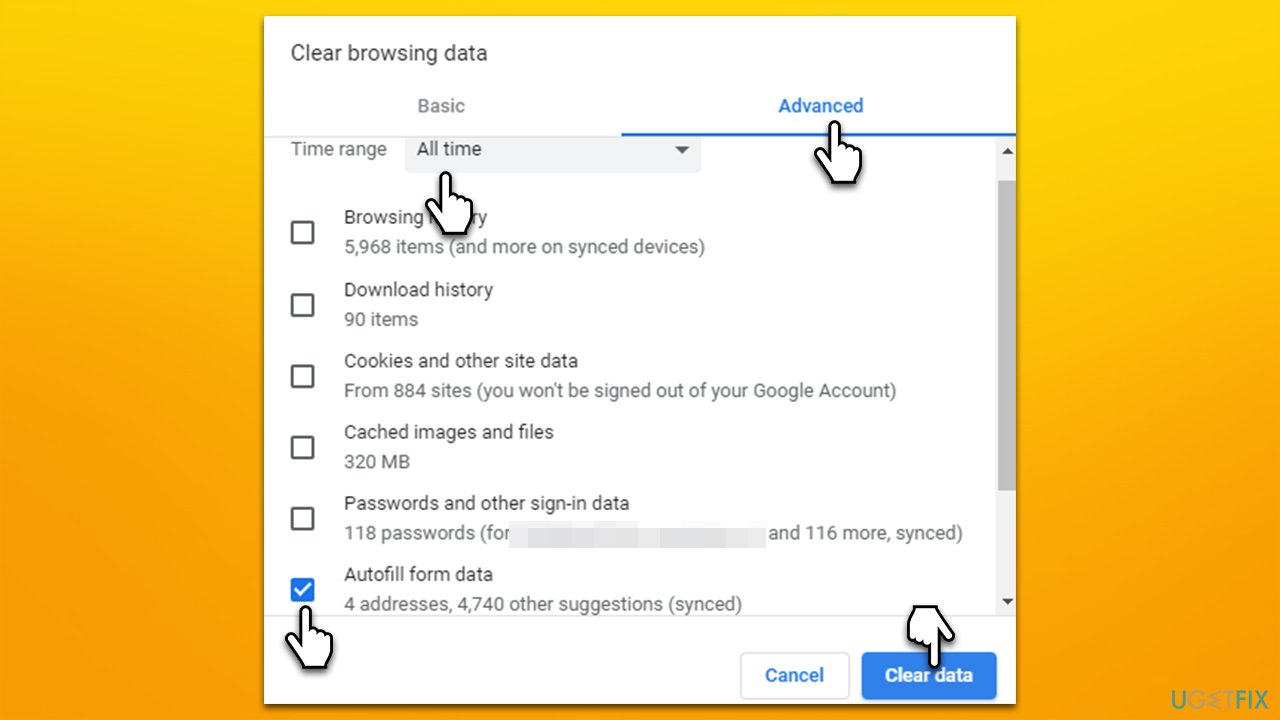 Remove all autofill data from Chrome
