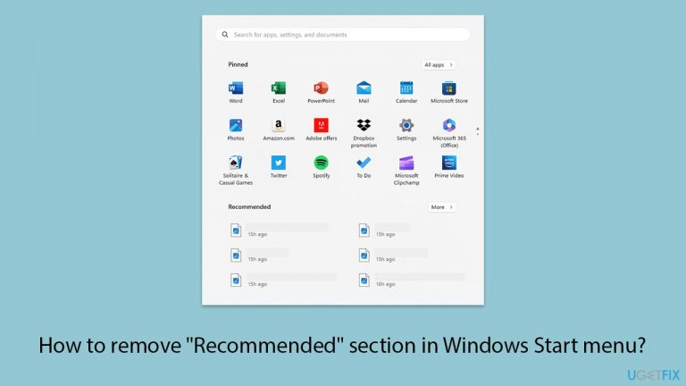 How to remove "Recommended" section in Windows Start menu?