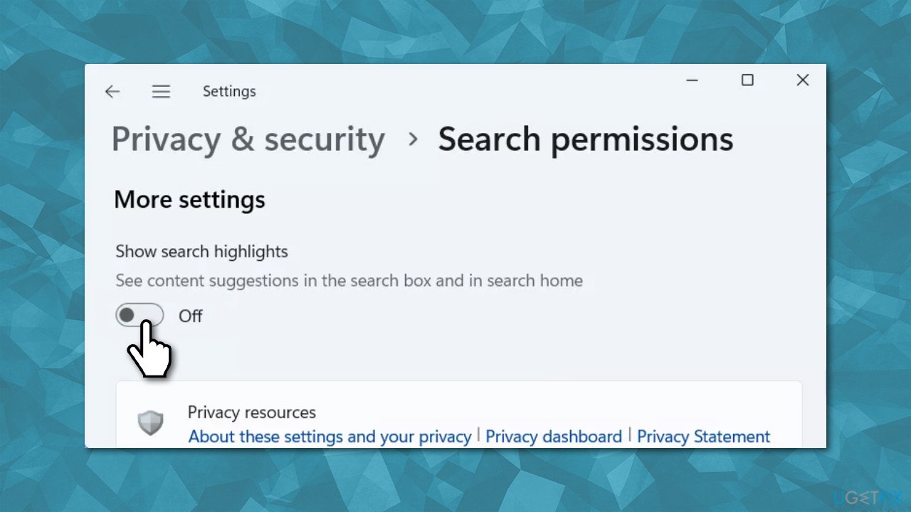Disable Search highlights in Windows 11