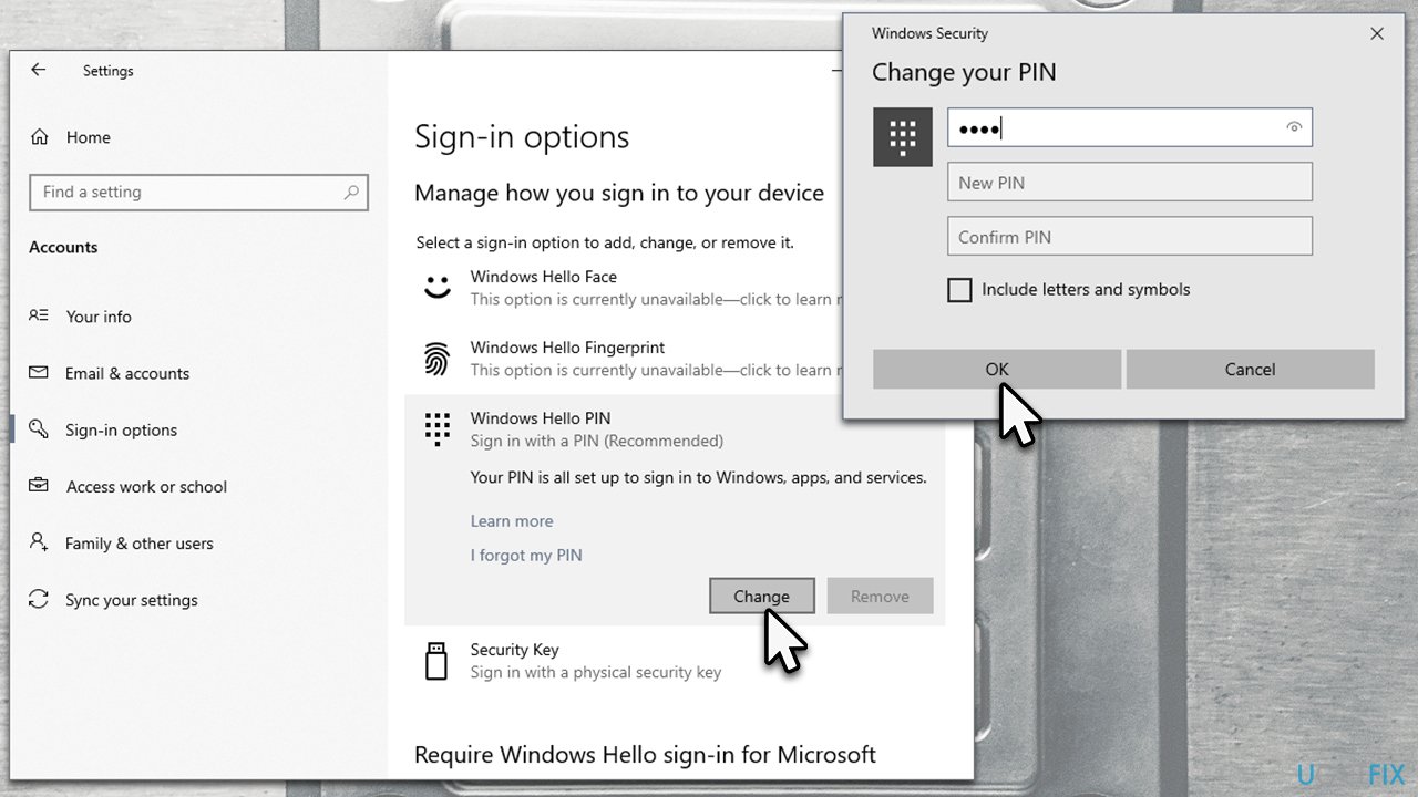 Change via Sign-in options