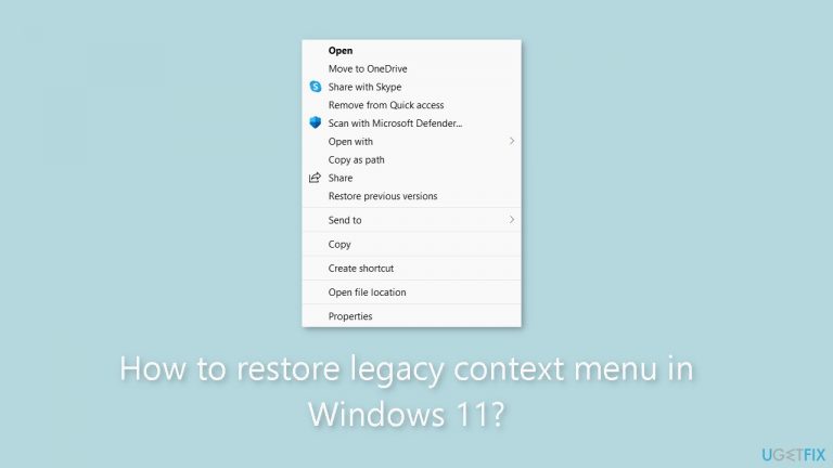 How to restore legacy context menu in Windows 11?