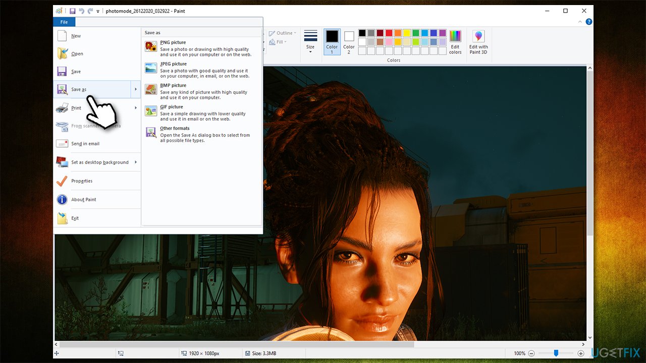 Take a game screenshot with Print Screen