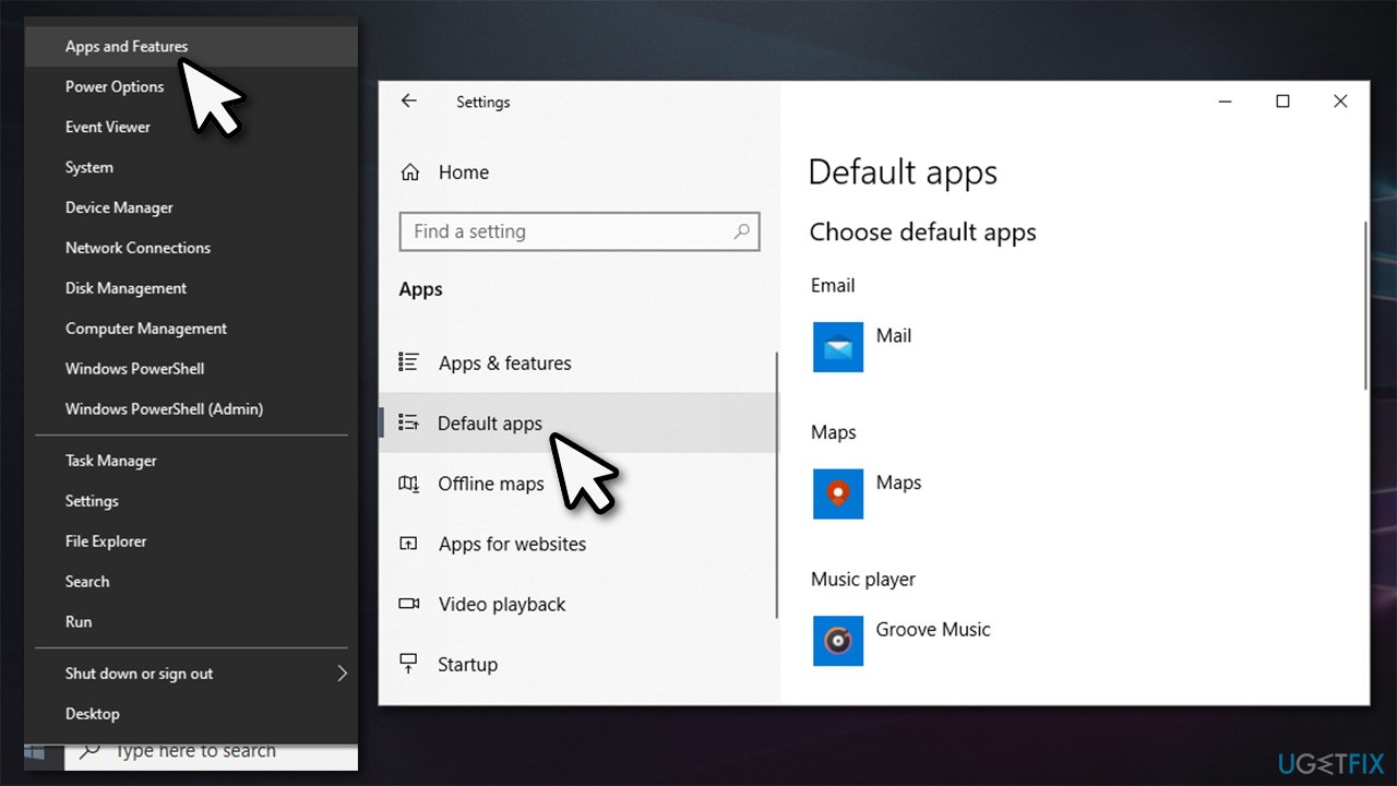Go to default apps