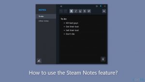 How to use the steam notes feature