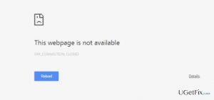 Image of err connection closed error on google chrome