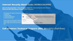 Internet security alert scam