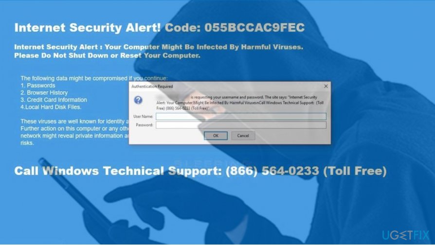 “Internet Security Alert! Code: 055BCCAC9FEC” scam