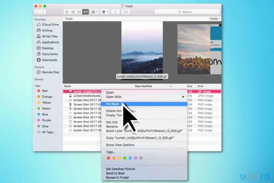 Recover files from Trash bin on Mac