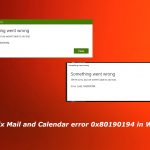 Mail calendar error 0x80190194