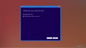 Media creation tool error setting
