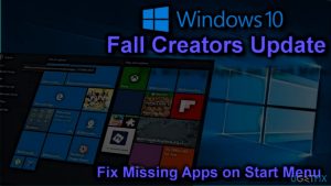Missing apps on fall creators update