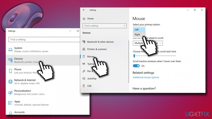 Select default mouse click