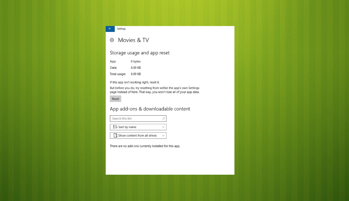 Movies tv app error 0xc00db3b2 reset