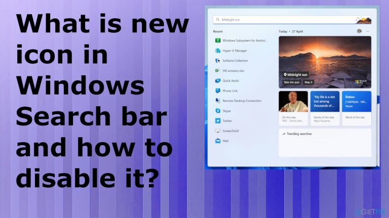 What is new icon in Windows Search bar and how to disable it?