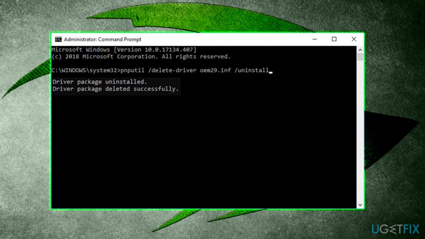 Uninstall DCH drivers via Command Prompt